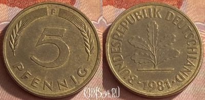 Германия 5 пфеннигов 1981 года F, KM# 107, 420o-007