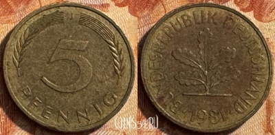 Германия 5 пфеннигов 1981 J, KM# 107, 289s-071