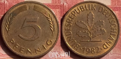 Германия 5 пфеннигов 1982 года F, KM# 107, 089m-111