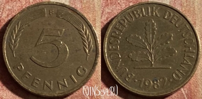 Германия 5 пфеннигов 1982 года F, KM# 107, 183p-111