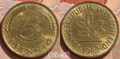 Германия 5 пфеннигов 1982 F, KM# 107, 344q-013