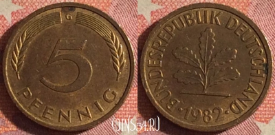 Германия 5 пфеннигов 1982 года G, KM# 107, 375-004