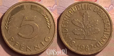 Германия 5 пфеннигов 1982 года G, KM# 107, 444-035