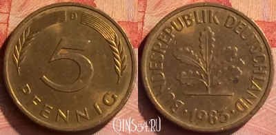 Германия 5 пфеннигов 1983 года D, KM# 107, 277n-136