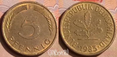 Германия 5 пфеннигов 1983 года F, KM# 107, 447-034