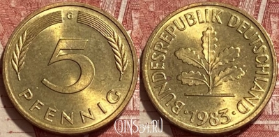Германия 5 пфеннигов 1983 G, KM# 107, 407q-045 ♛