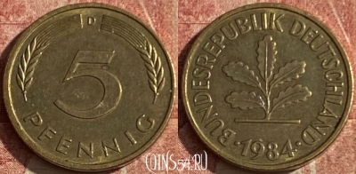 Германия 5 пфеннигов 1984 D, KM# 107, 050p-203