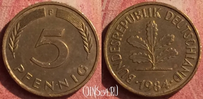 Германия 5 пфеннигов 1984 года F, KM# 107, 409n-112