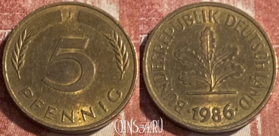 Германия 5 пфеннигов 1986 J, KM# 107, 080s-101