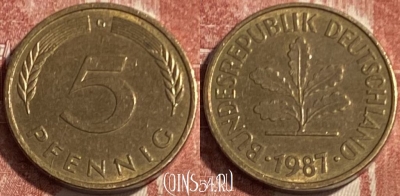 Германия 5 пфеннигов 1987 G, KM# 107, 076s-110