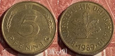 Германия 5 пфеннигов 1989 J, KM# 107, 404p-065