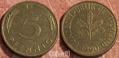 Германия 5 пфеннигов 1990 F, KM# 107, 241q-064