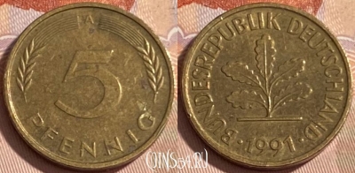 Германия 5 пфеннигов 1991 A, KM# 107, 480р-049