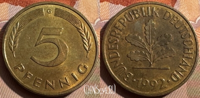 Германия 5 пфеннигов 1992 G, KM# 107, 369s-101 ♛
