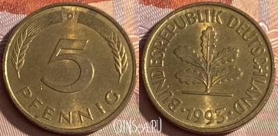 Германия 5 пфеннигов 1993 года D, KM# 107, 373p-108