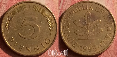 Германия 5 пфеннигов 1993 года J, KM# 107, 418n-042