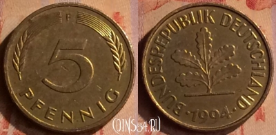 Германия 5 пфеннигов 1994 года F, KM# 107, 413-108