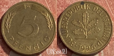 Германия 5 пфеннигов 1996 G, KM# 107, 241q-074