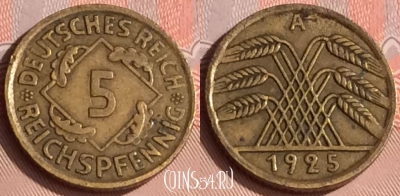 Германия 5 рейхспфеннигов 1925 года A, KM# 39, 305o-069