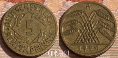 Германия 5 рентенпфеннигов 1924 A, KM# 32, 297q-039