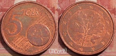 Германия 5 центов 2002 года A, KM# 209, 207-121
