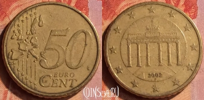 Германия 50 евроцентов 2002 года F, KM# 212, 420-088