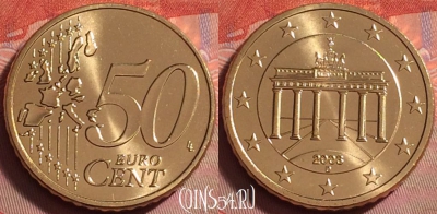 Германия 50 евроцентов 2003 D, KM# 212, UNC, 067k-075