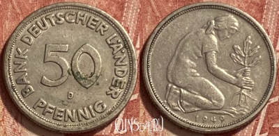 Германия 50 пфеннигов 1949 D, KM# 104, 318q-078