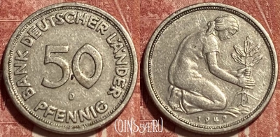 Германия 50 пфеннигов 1949 D, KM# 104, 370q-063