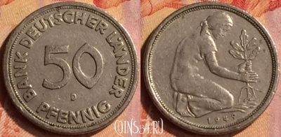 Германия 50 пфеннигов 1949 года D, KM# 104, 420-054