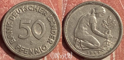 Германия 50 пфеннигов 1949 года D, KM# 104, 451o-141