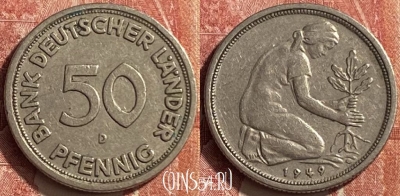 Германия 50 пфеннигов 1949 года D, KM# 104, 452o-032