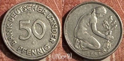 Германия 50 пфеннигов 1949 года F, KM# 104, 121s-047