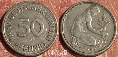 Германия 50 пфеннигов 1949 F, KM# 104, 160q-026