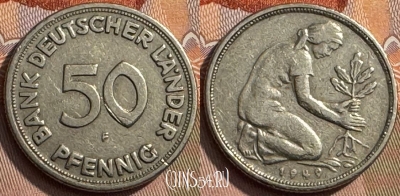 Германия 50 пфеннигов 1949 F, KM# 104, 260s-067