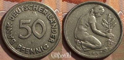Германия 50 пфеннигов 1949 года F, KM# 104, 262s-076