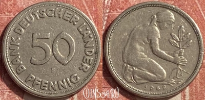 Германия 50 пфеннигов 1949 года F, KM# 104, 452o-024