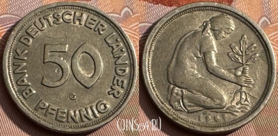 Германия 50 пфеннигов 1949 G, KM# 104, 163s-012 ♛