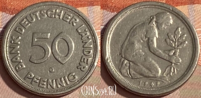 Германия 50 пфеннигов 1949 G, KM# 104, 371p-050 ♛
