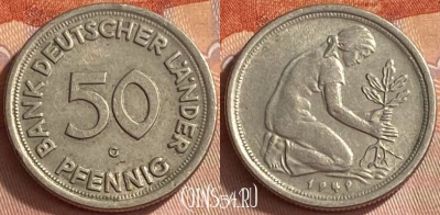 Германия 50 пфеннигов 1949 года G, KM# 104, 420o-090