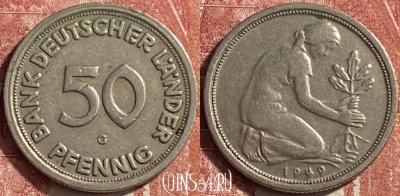Германия 50 пфеннигов 1949 года G, KM# 104, 452o-047