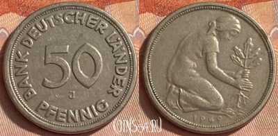 Германия 50 пфеннигов 1949 года J, KM# 104, 420o-119