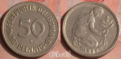Германия 50 пфеннигов 1950 года D, KM# 109, 310o-066