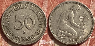 Германия 50 пфеннигов 1950 D, KM# 109, 312q-143