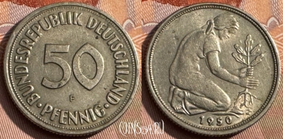 Германия 50 пфеннигов 1950 F, KM# 109, 164s-032