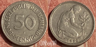 Германия 50 пфеннигов 1950 F, KM# 109, 196q-087