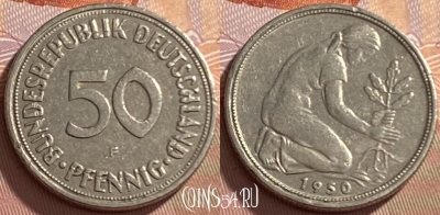 Германия 50 пфеннигов 1950 года F, KM# 109, 215p-099