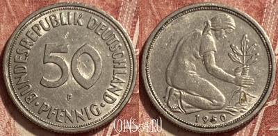 Германия 50 пфеннигов 1950 F, KM# 109, 331q-071