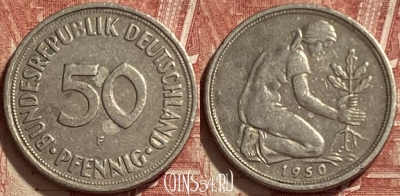 Германия 50 пфеннигов 1950 F, KM# 109, 333q-019