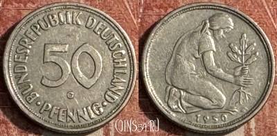 Германия 50 пфеннигов 1950 G, KM# 109, 122s-068